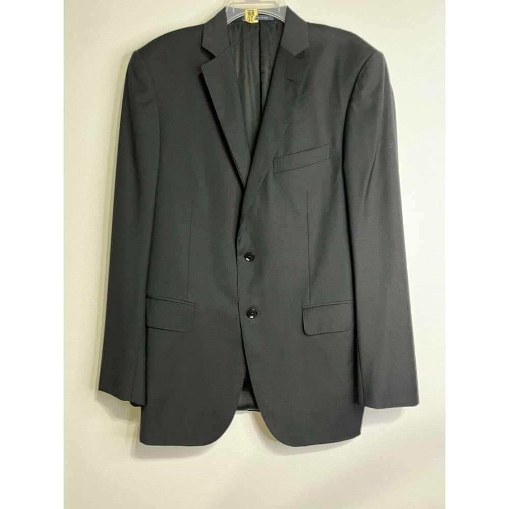 Pal ZILERI Woolmark Wool Rayon Jacket Blazer Black Size 52 Subtle Stripes